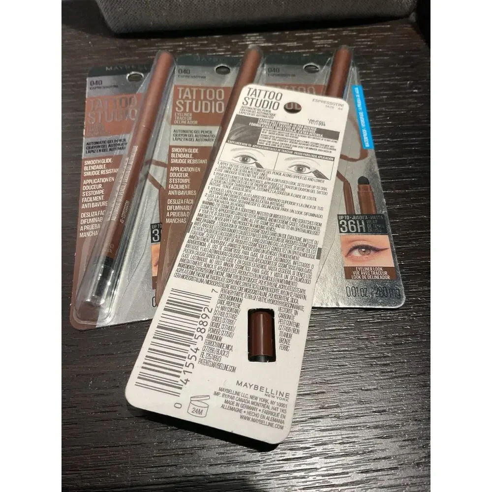 Maybelline Tattoo Studio Gel Pencil EYELINER 40 ESPRESSOTINI Waterproof HTF X4